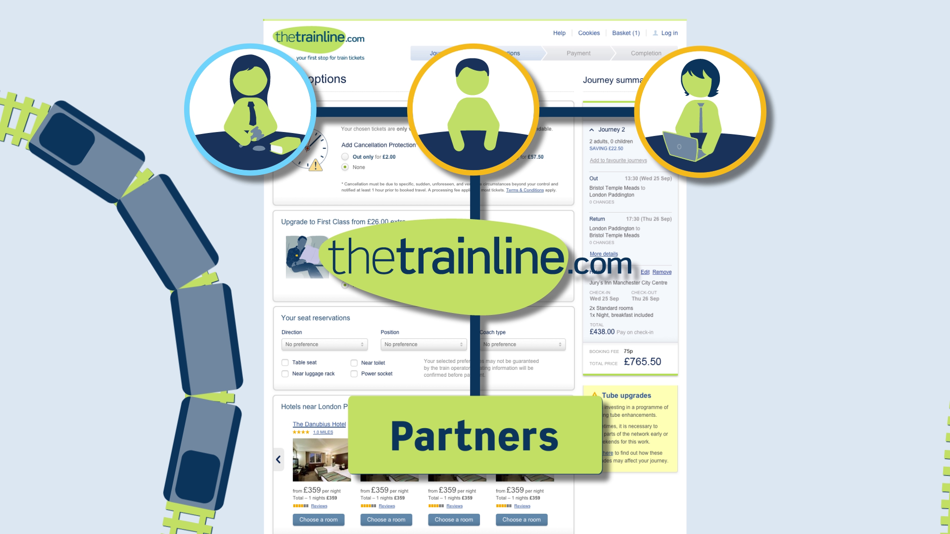 Title screen of 2D animation to explain the Trainline.com system to partners