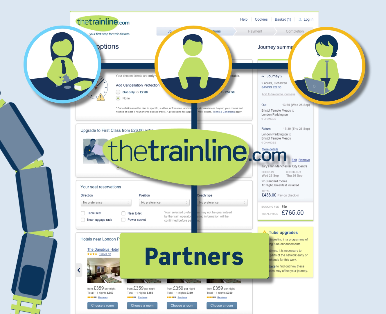 Title screen of 2D animation to explain the Trainline.com system to partners