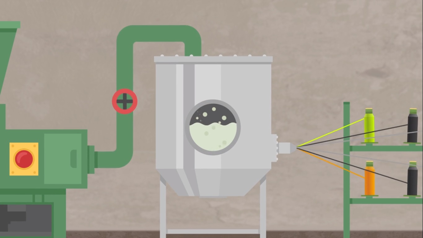 Still image from the PULSAR® Life animation showing the commercial recycling process