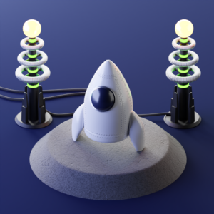 3D Animation of 2 Tesla Coils charging up to electrify the Distant Future Rocket