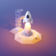 3D animation of the Distant Future Rocket on a launchpad trying to blast off