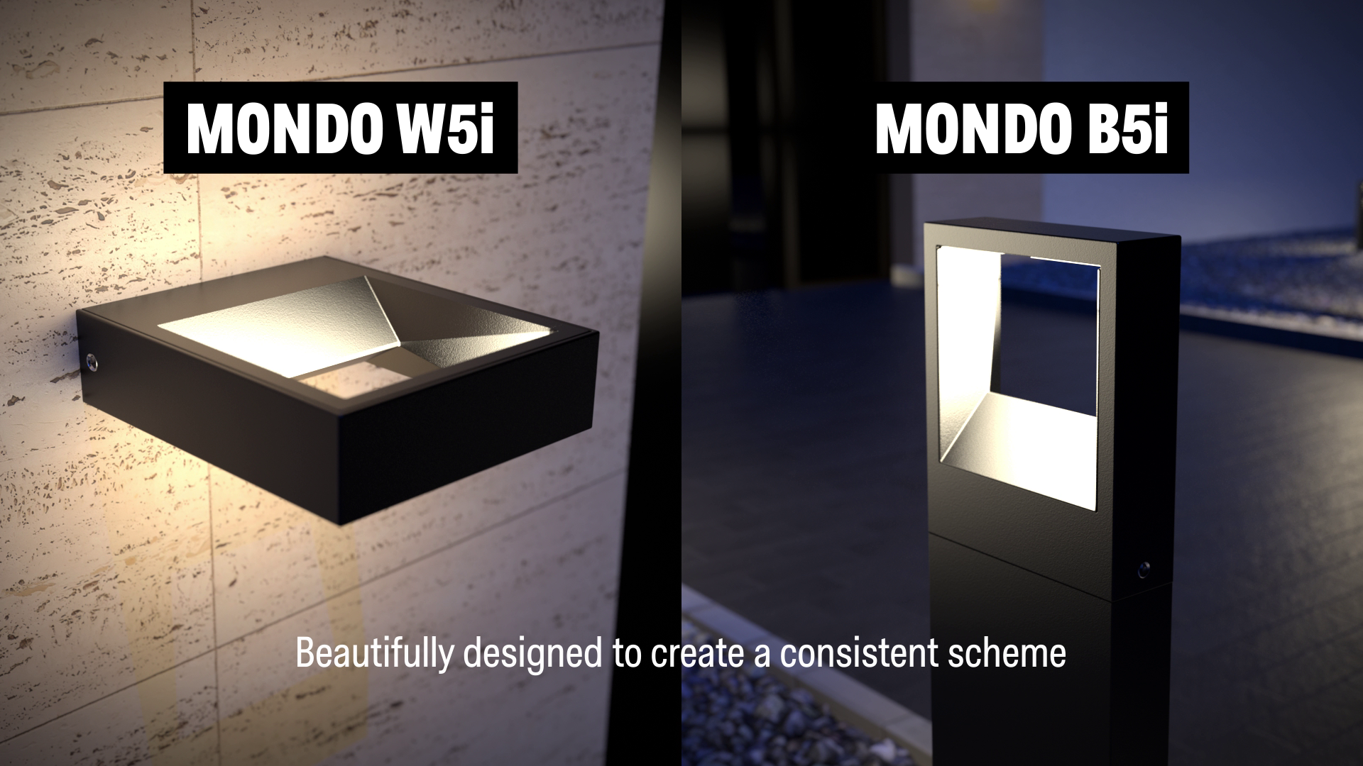 3D product visualisation images of MONDO W5i and MONDO B5i from acdc Lighting