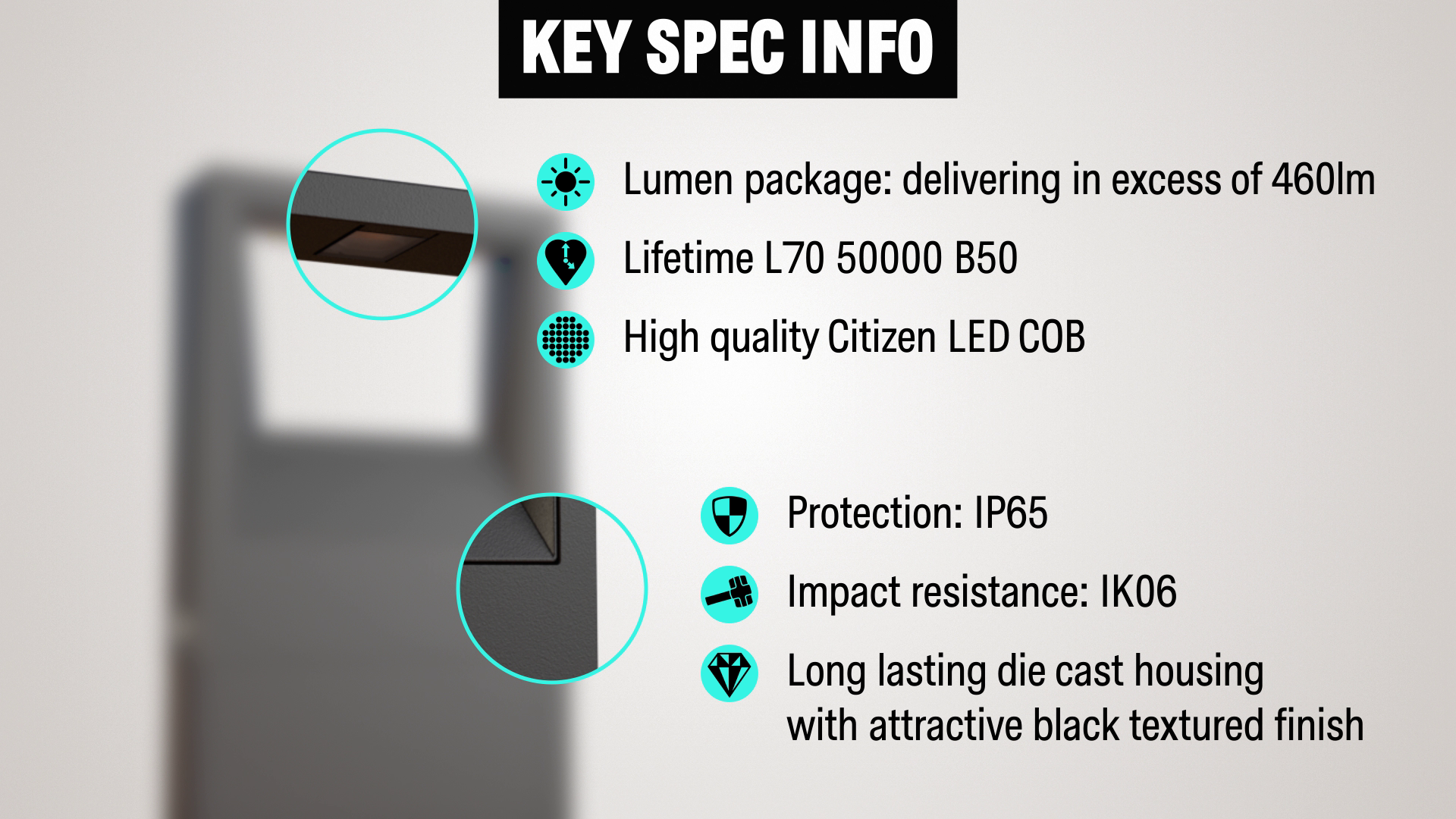 3D product visualisation image of MONDO B5i with technical spec listed