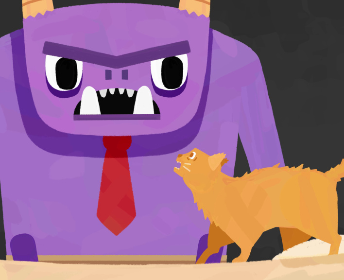 An image of The Monster and his cat
