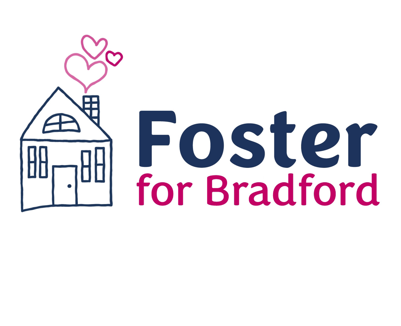 Foster for Bradford logo showing a simple house drawing with hearts rising out of the chimney